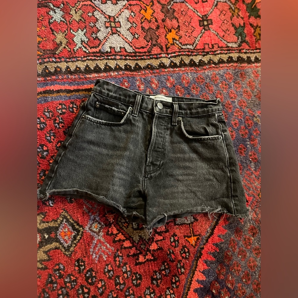 Reformation Black Denim Shorts